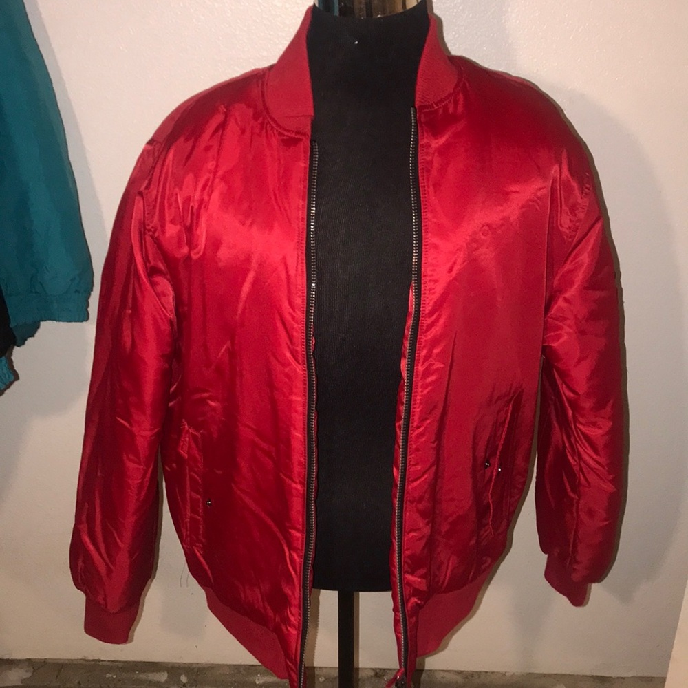 Red bomber jacket